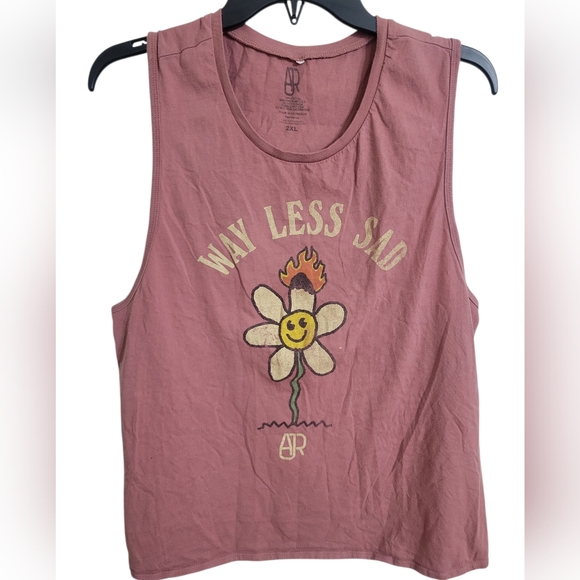 AJR Band Tee Sleeveless Pink tank top 'Way Less Sad' Sz 2X Cotton - Picture 1 of 4